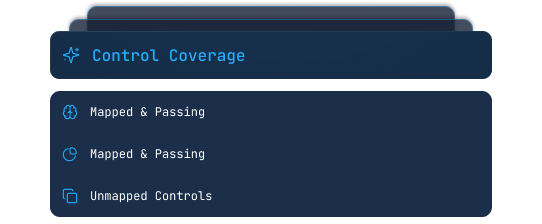 Control Coverage card showing Mapped & Passing and Unmapped Controls statuses with icons.